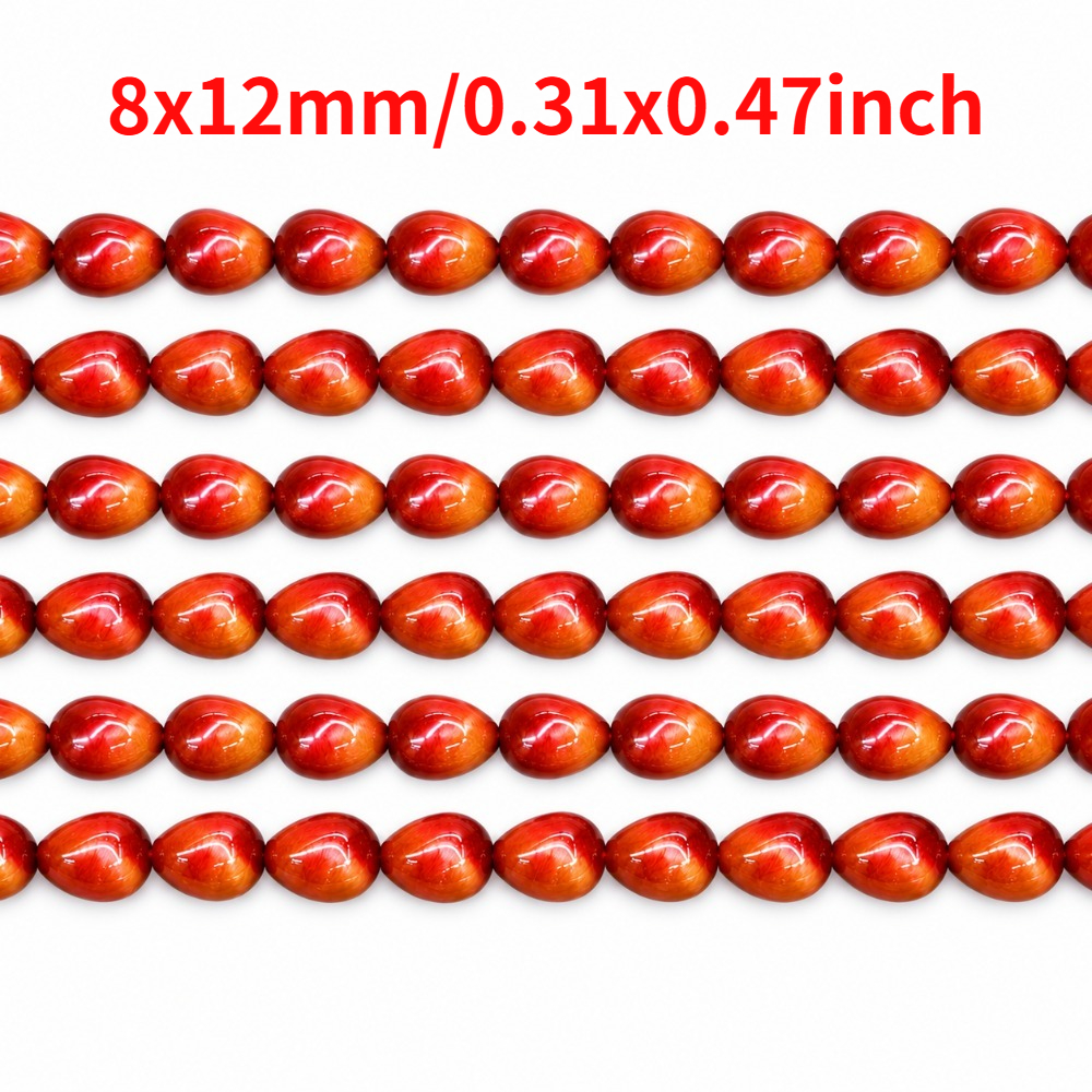 Orange Teardrop-Shaped Tiger Eye Stone Glass Beads for Jewelry Making